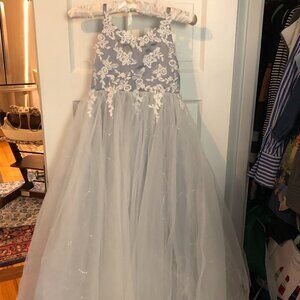 JJ'S House Dusty Blue Flower Girl Gowns